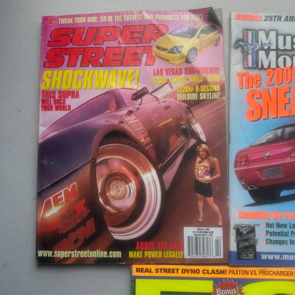 Lot of 3 Car Magazines – Super Street Feb 2003, Mustang Monthly, 5.0 Fords